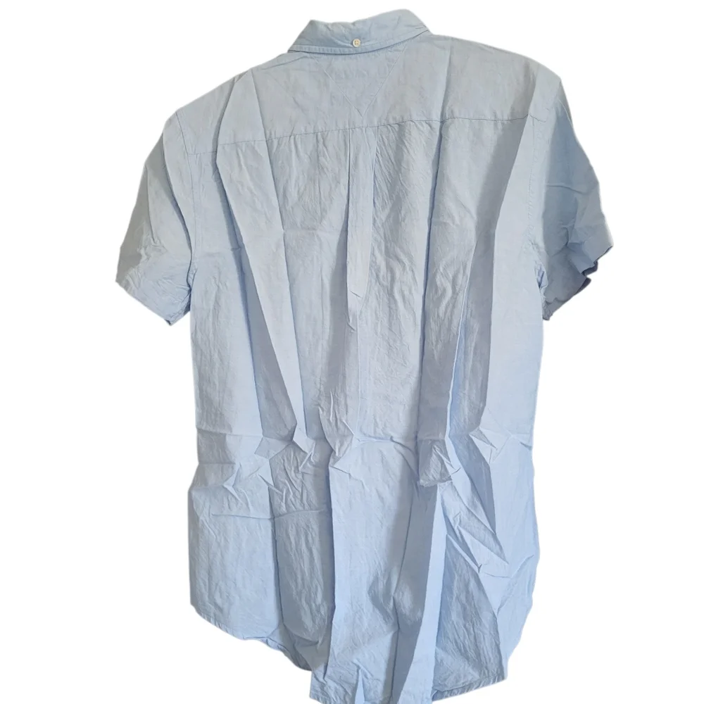 Tommy Hilfiger Button-Down Short Sleeve Shirt Blue sz XL